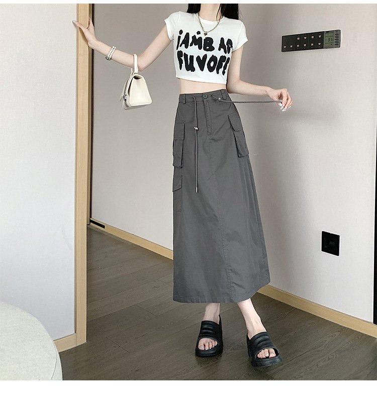 Vapetix S-XL International Trade Vintage American Style Workwear Skirt for Women Spring Semi-Skirt High-Waist St – Bild 3