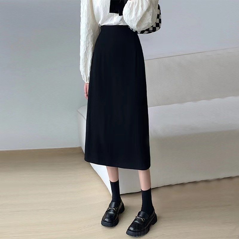 Vapetix XS-Increase XXXL Women's Mid-Long Semi-Skirt for Autumn, Fat Mm Hip-Hiding Skirt, High-Waisted Slimming Fashion Spli – Bild 3