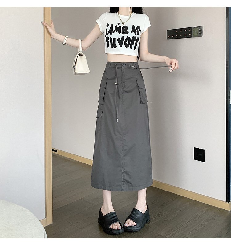 Vapetix S-XL International Trade Vintage American Style Workwear Skirt for Women Spring Semi-Skirt High-Waist St – Bild 4