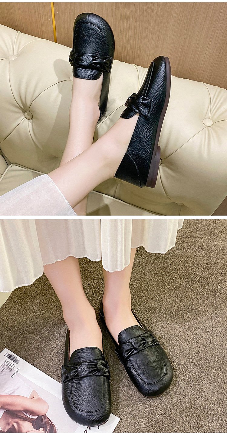 Vapetix 35-41 Soft Leather Beads Shoes for Women - Spring, Summer, Autumn Soft Sole Flat Single Shoes, Two-Wear, – Bild 5