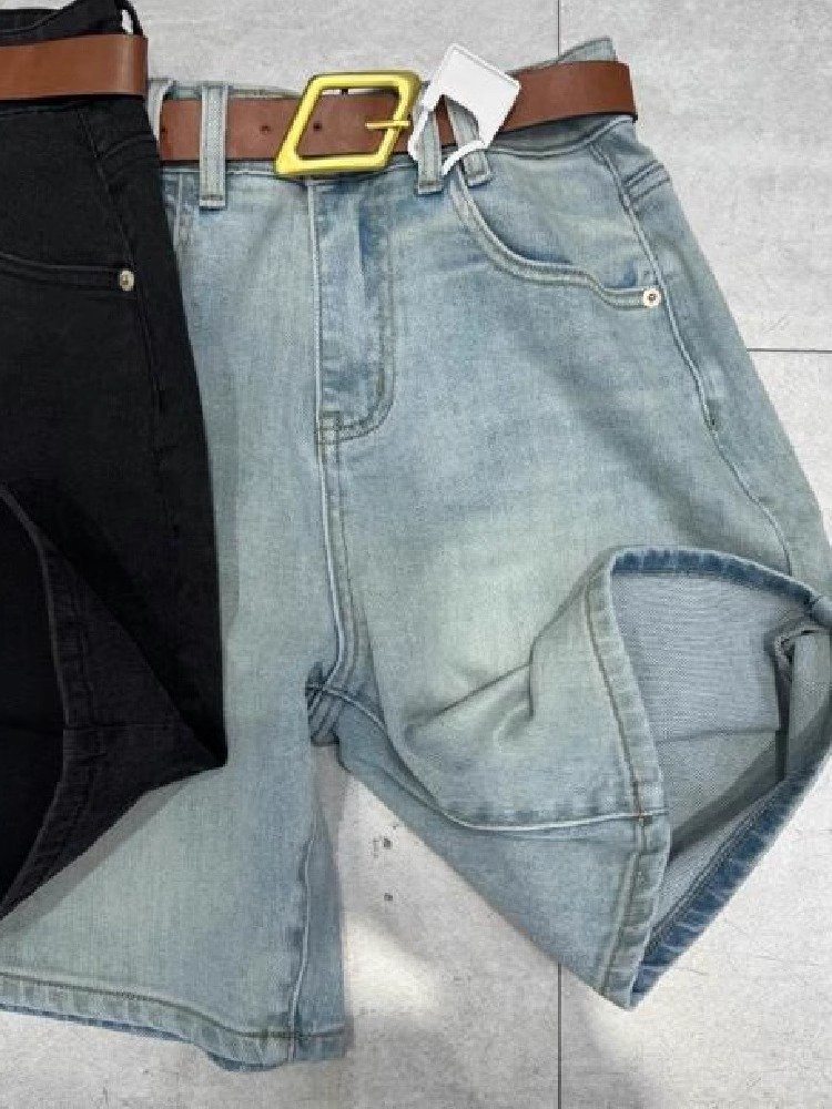 Vapetix S-5XL Plus-size women's 2025 summer black high-waisted elastic denim shorts for plus-size women, slimming – Bild 4