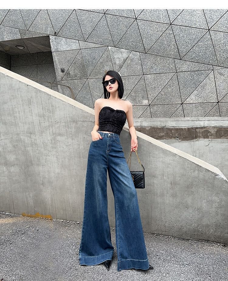 Vapetix XS-2XL Casual Matching Wide Leg Pants 2025 Elastic Design Women's High-Waisted Slimming Flowy Floor-Length – Bild 2