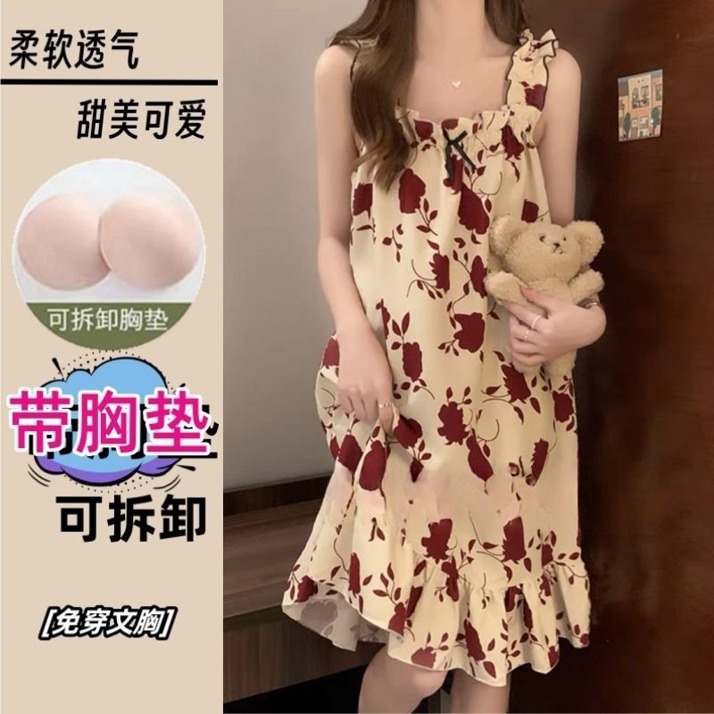 Vapetix M 80-100 pounds-2XL 140-160 lbs Summer thin sleeveless new fashion sleepwear, mid-length home dress with pure desire and trendy sty – Bild 4