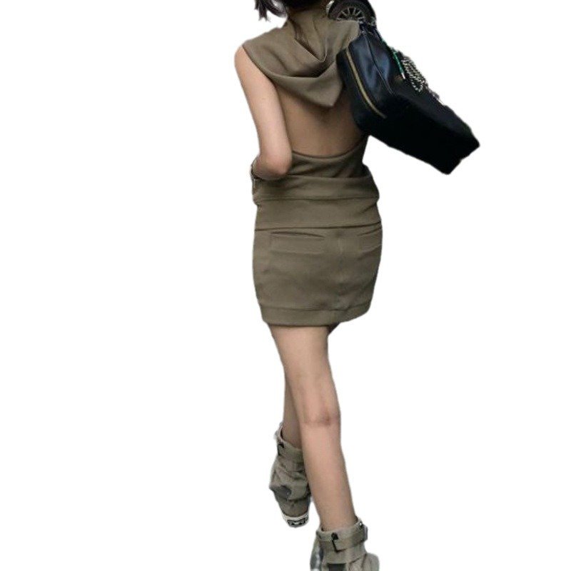 Vapetix S-XL Ladies' Casual Set 2025 Summer Backless Hooded Vest Top Tank Top with No Sleeve, Bodycon Short Skir – Bild 3