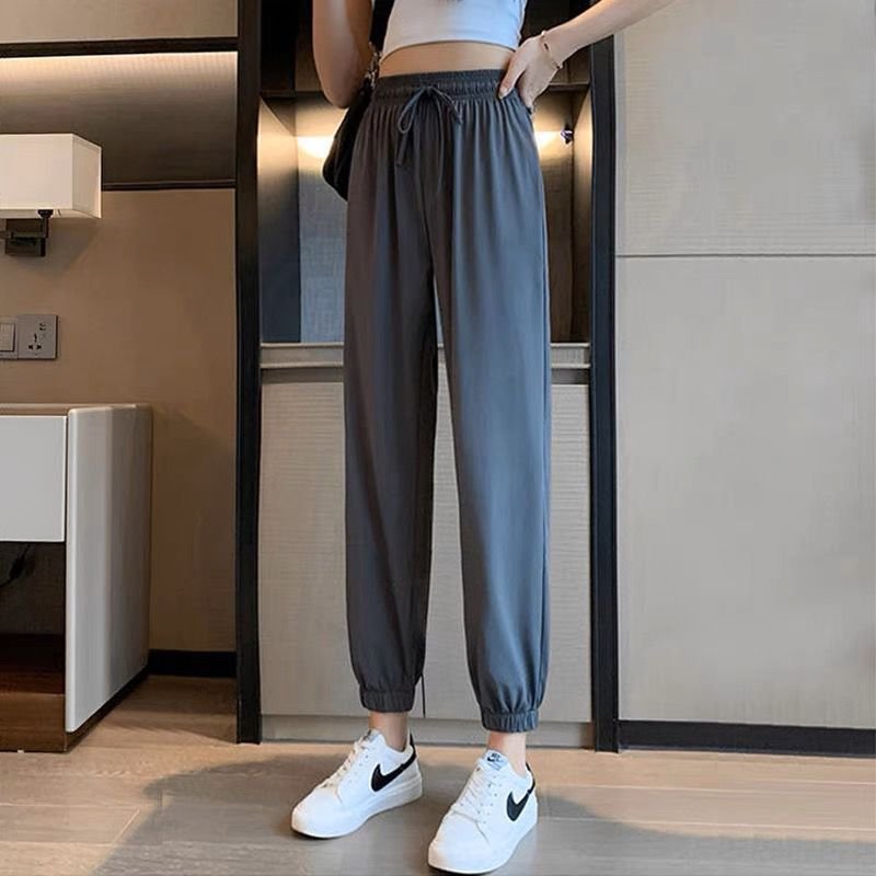 Vapetix M85-101-5XL169-172 Ice-silk-feel ankle-tied casual pants for petite figures: lightweight, loose-fitting, plus-size Jap – Bild 5