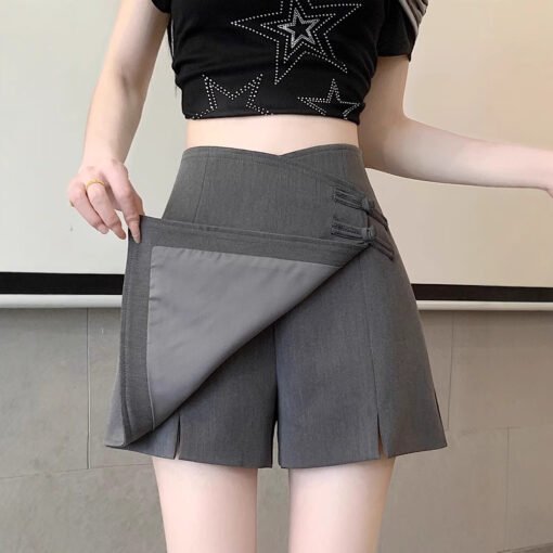 Vapetix XS-4XL  New Chinese Style National Wind Irregular Suit Pants Skirt 2024 Summer Fat mm High-Waist Short Shor