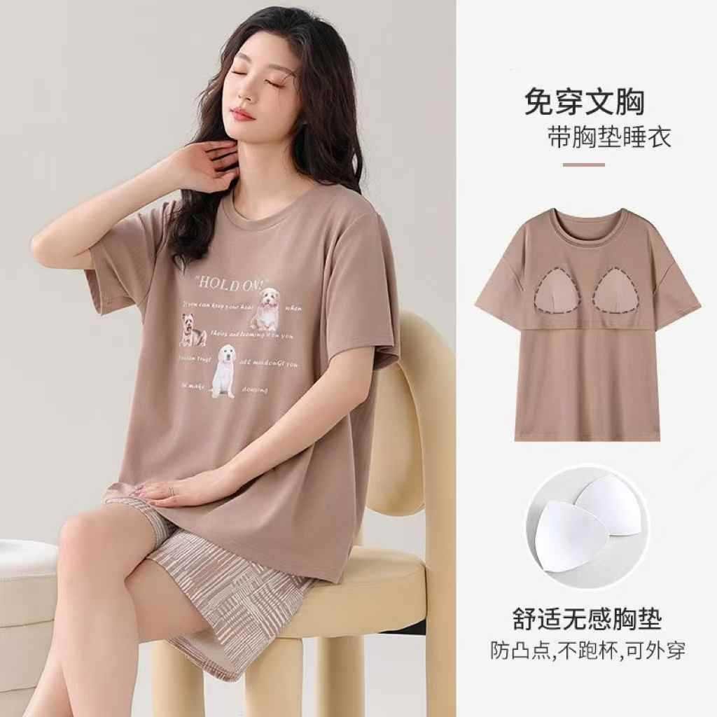 Vapetix M【40-45 kg】-XXL【70-80 kilograms】 Women's Summer 2025 Braided Pajama Set with Short Sleeve Top and Bottom, Outerwear Korean Style Cut – Bild 3