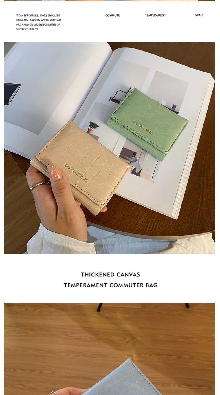 Vapetix Free Size-Free Size Japanese-style short-length genuine leather texture women's tri-fold mini PU wallet large capacity – Bild 3