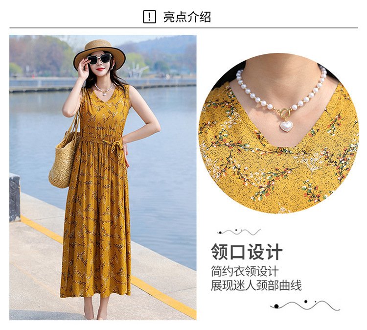 Vapetix XL size suggests 90-115 pounds-5XL suggests 160-175 pounds 2025 Summer Plus Size Cotton Satin Dress with Floral Print, Slimming Mother's Full-Skirted Beach Dr – Bild 7