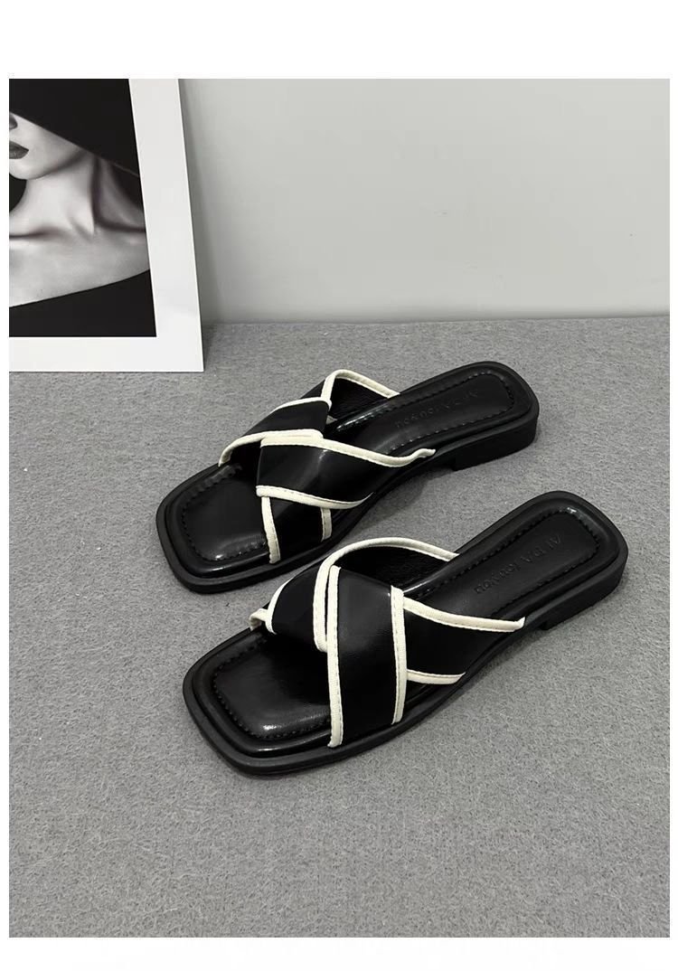 Vapetix 35-40 Stylish High-Quality Women's Summer Outdoor Wear Indoor Flat Cross Beach One-Sided Sandals – Bild 5