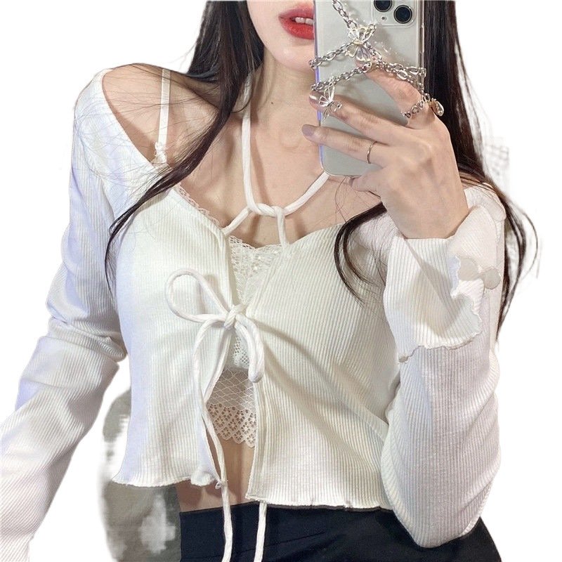 Vapetix XS size 60-70 pounds-XL size 110-125 lbs Ice-feeling long-sleeved open cardigan for women, new summer style, temperament binding strap cardi – Bild 4