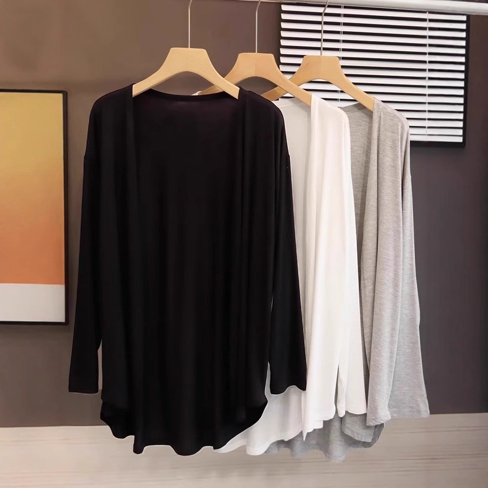 Vapetix M-2XL Mid-length sunscreen cardigan for women 2025 summer suspender skirt with shawl loose thin coat top – Bild 2