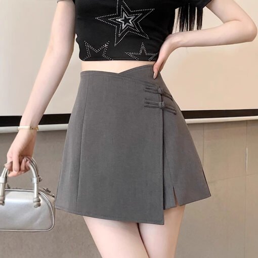 Vapetix XS-4XL  New Chinese Style National Wind Irregular Suit Pants Skirt 2024 Summer Fat mm High-Waist Short Shor – Bild 3