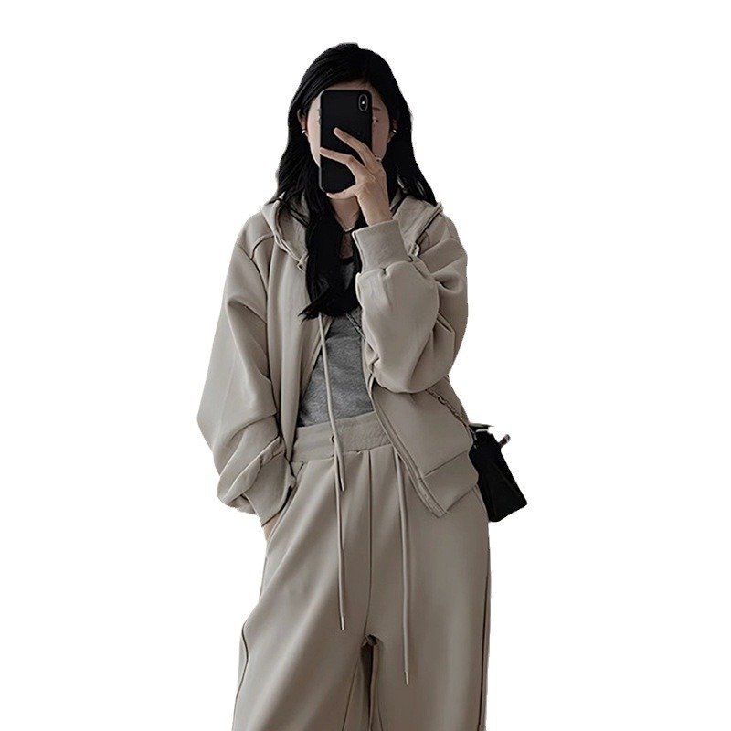 Vapetix S-4XL Early autumn set with tea system outfit for women, high-end feeling, hooded sweatshirt and wide-leg – Bild 6