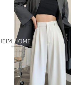 Vapetix XS-4XL  Slim fit summer and autumn black women's high-waisted wide-leg straight suit pants for tall women,