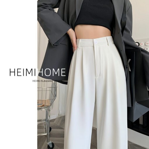 Vapetix XS-4XL  Slim fit summer and autumn black women's high-waisted wide-leg straight suit pants for tall women,