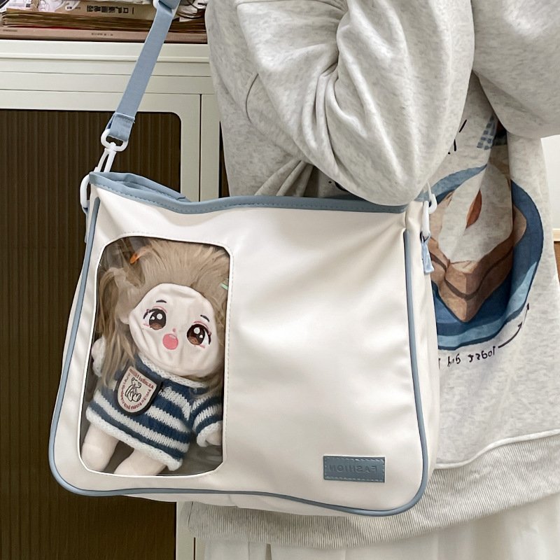 Vapetix Free Size-Free Size Women's Crossbody Bag Cute Cartoon Transparent Doll Bag College Style Japanese Soft Girl Simple Lar – Bild 2