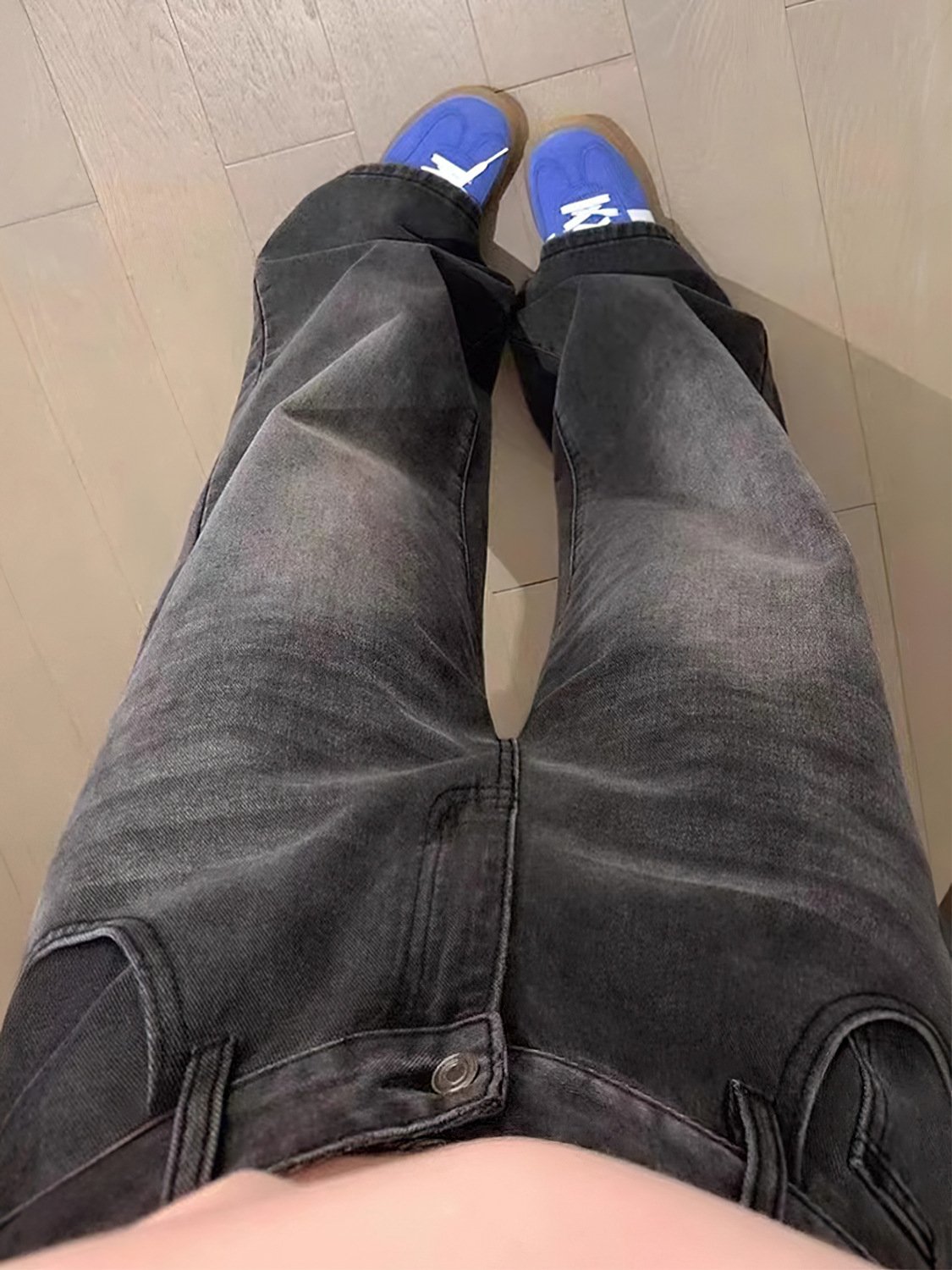 Vapetix ✿✿S suggests 80-90 pounds-✿✿4XL Suggests 180-200 lbs Black and Gray Straight Leg Denim for Women, Summer Fat Sister Pear Shape, High-Waisted Loose and S – Bild 5