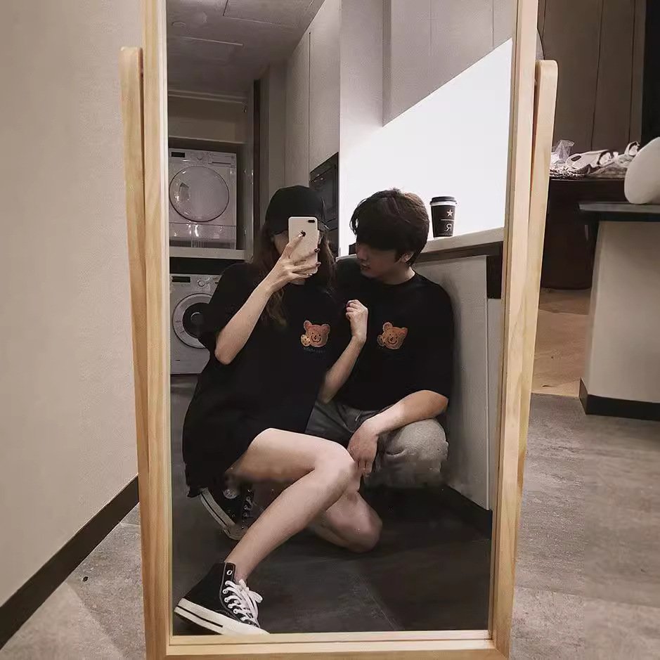 Vapetix M-2XL Roora Couple's Summer Outfit with Bear Design, Round Neck Short Sleeve T-Shirt, Trendy Brand, Influ - 图片 4