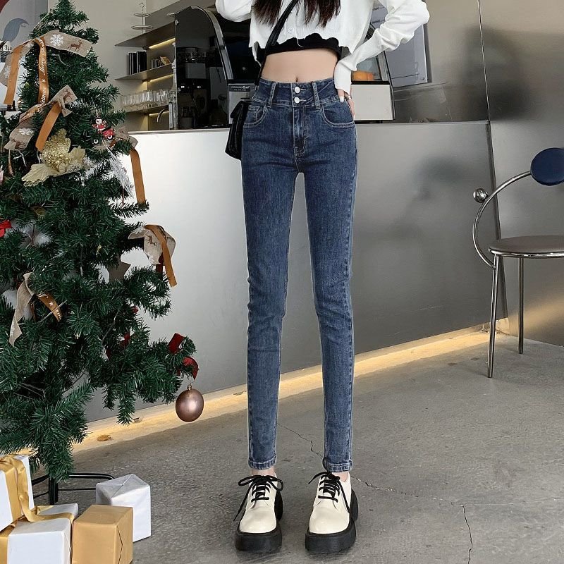 Vapetix 26 Suggestions 80-90 pounds-32 suggestions 140-150 pounds Blue-gray women's high-waisted slimming 2024 spring and autumn new elastic tight slimming mini penc – Bild 3