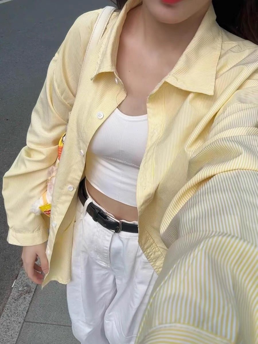 Vapetix S-2XL Women's Summer Sun Protection Shirt, Loose Casual Open Cardigan, Striped Polo Collar, Design-Orient – Bild 4