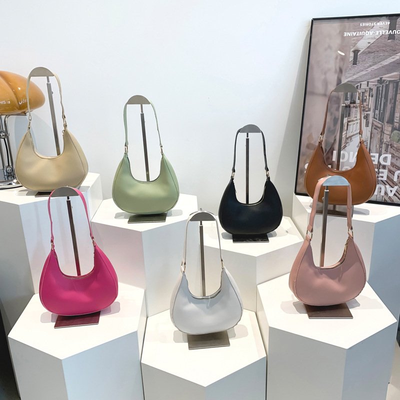 Vapetix Free Size-Free Size Designer niche women's handbag 2025 spring fashion casual crescent-shaped bag solid color women's u – Bild 4