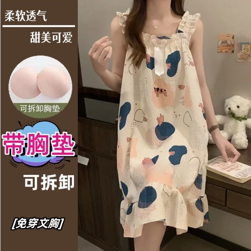 Vapetix M 80-100 pounds-2XL 140-160 lbs Summer thin sleeveless new fashion sleepwear, mid-length home dress with pure desire and trendy sty – Bild 5