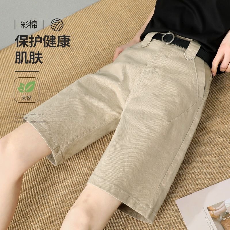 Vapetix S less than 100 pounds-3XL 140-150 lbs Women's 2025 Summer Thin High-Waisted Straight Leg Loose Wide Leg Workwear 5-Inch Medium Pants Five – Bild 3