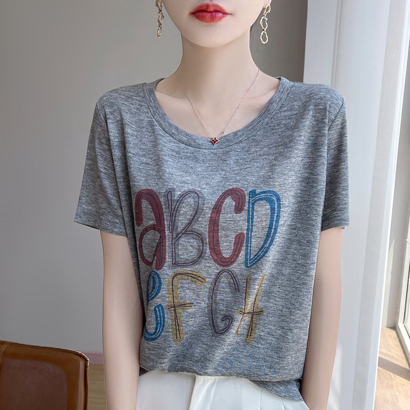 Vapetix M-XXL Ladies T-shirt in Tencel Soft Fabric, Short Sleeve 2025 Summer Loose Print Top with Distinctive Sho – Bild 6