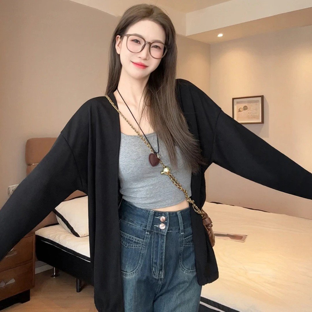 Vapetix S 80-120 pounds-M 120-160 lbs Women's Knit Long Sleeve Top Spring Fashion Sun Protection Summer Korean Style Loose Air Conditioni – Bild 4