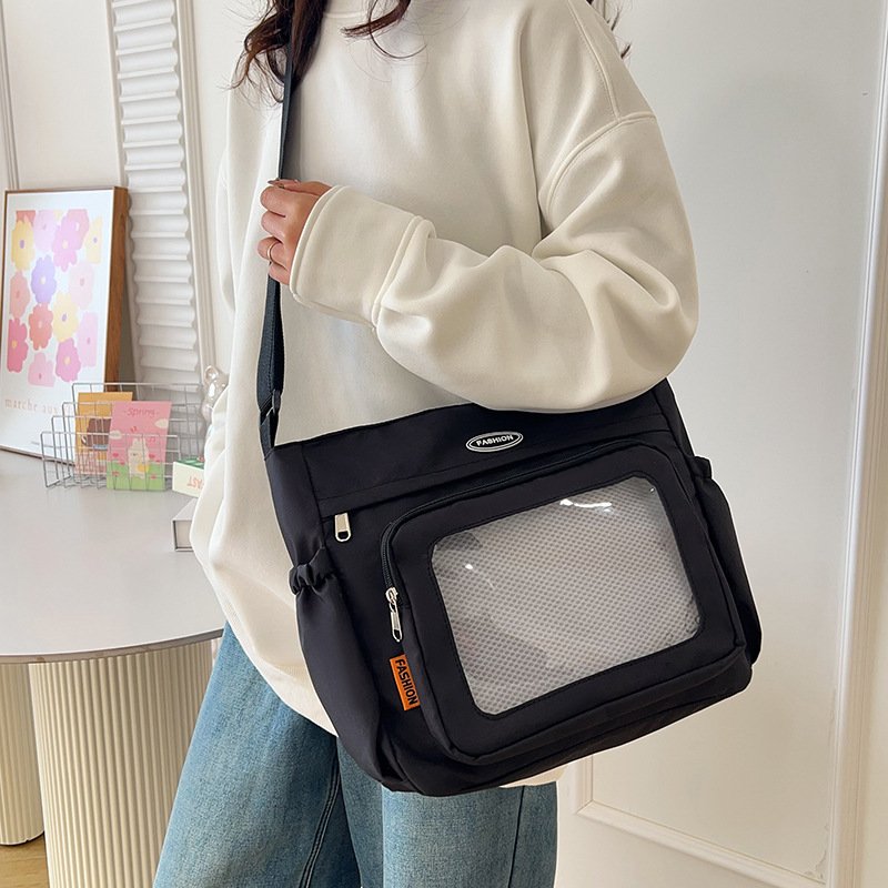 Vapetix Free Size-Free Size Large Capacity Pain Bag Japanese Style Single Shoulder Bag Color Block Patchwork Crossbody Bag Ins – Bild 6