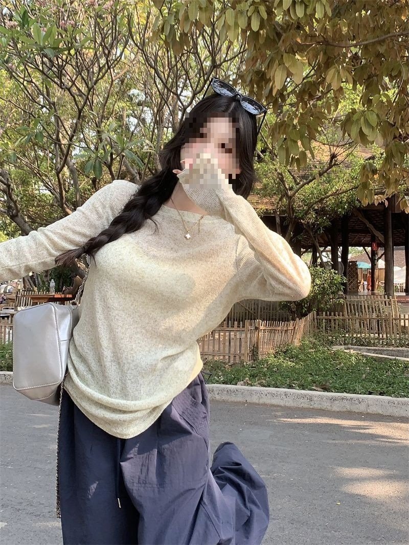 Vapetix S-XL American-style semi-transparent sunscreen long-sleeve T-shirt for women, summer loose casual thin c – Bild 5