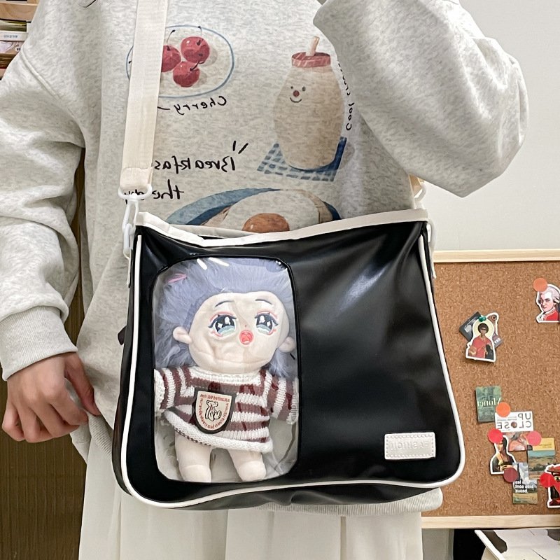 Vapetix Free Size-Free Size Women's Crossbody Bag Cute Cartoon Transparent Doll Bag College Style Japanese Soft Girl Simple Lar – Bild 4