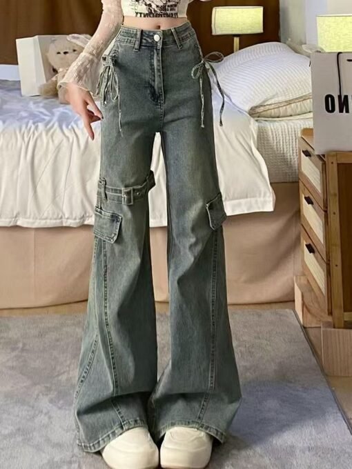 Vapetix XS-2XL  Vintage American-style wide-leg jeans for women, suitable for spring and autumn, niche low-rise str – Bild 5