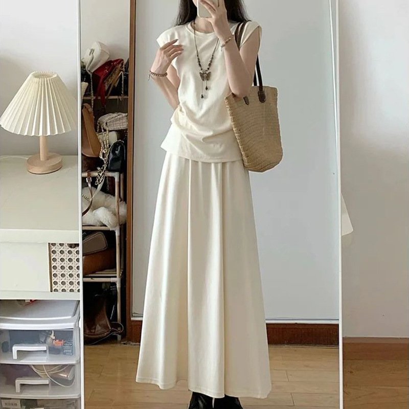 Vapetix S-XL Women's Summer Casual Backless Top Set with Medium-Length High-Waisted Skirt Elegant Two-Piece Set – Bild 4