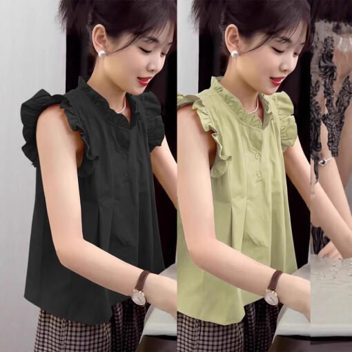 Vapetix XL-S  Fresh Mushroom Edge Flying Sleeve Women's Summer Outerwear Design Sense Uncommon Romantic French Yo – Bild 5