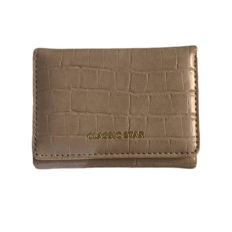 Vapetix Free Size-Free Size Japanese-style short-length genuine leather texture women's tri-fold mini PU wallet large capacity – Bild 4