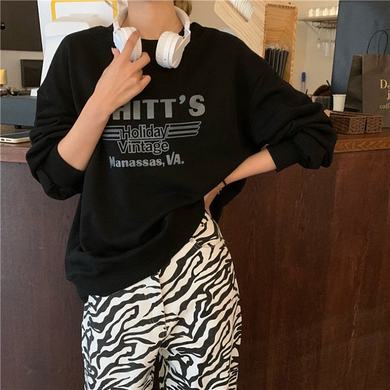 Vapetix M-XXL Korean Minimalist Academic Style 2025 Autumn Versatile Loose Hooded Long-Sleeve Thin Sweatshirt for – Bild 5