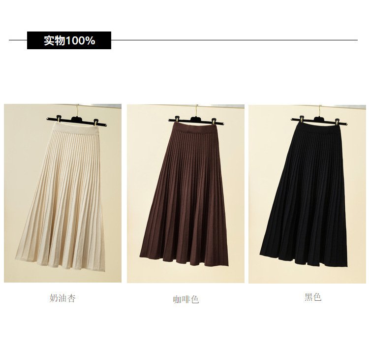 Vapetix Free Size-Free Size Wool Knit Semi-Skirt for Women, Medium-Long Length, Thickened for Autumn/Winter, High-Waisted Slimm – Bild 7