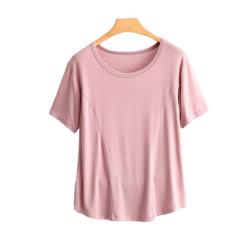 Vapetix M90-105 pounds-2XL 135-145 lbs Modal Spliced Crew-Neck Short-Sleeve T-Shirt, Plus Size, Slimming Inner Layer Base Top for Summer, – Bild 3