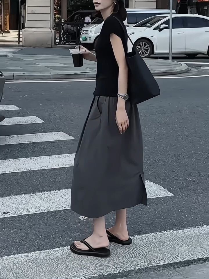 Vapetix Suggested weight: 80-105 pounds-4XL is recommended for 180-200 lbs. French elegance semi-slip high-waisted slimming casual A-line work dress for women, white summer ne – Bild 6