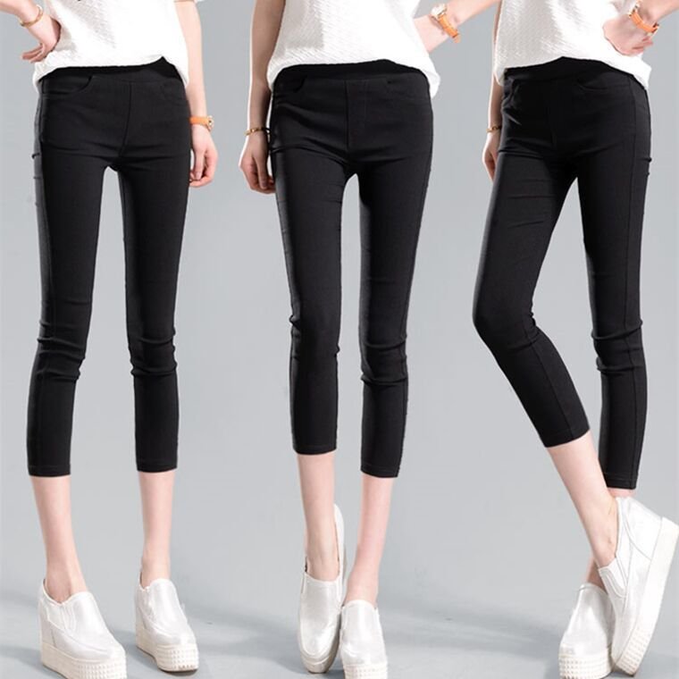 Vapetix XS 【12-14 kg】-3XL 【70-77 kg】 Spring and summer new gray-black cropped pants, thin outerwear slim-fit pencil pants, high-waisted – Bild 4