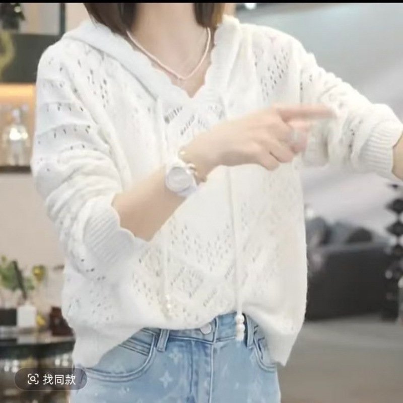 Vapetix S 80-90 pounds-3XL 130-140 lbs Design sense hollowed-out long-sleeve hoodie with cap air-conditioning sweater 2025 summer solid co – Bild 5