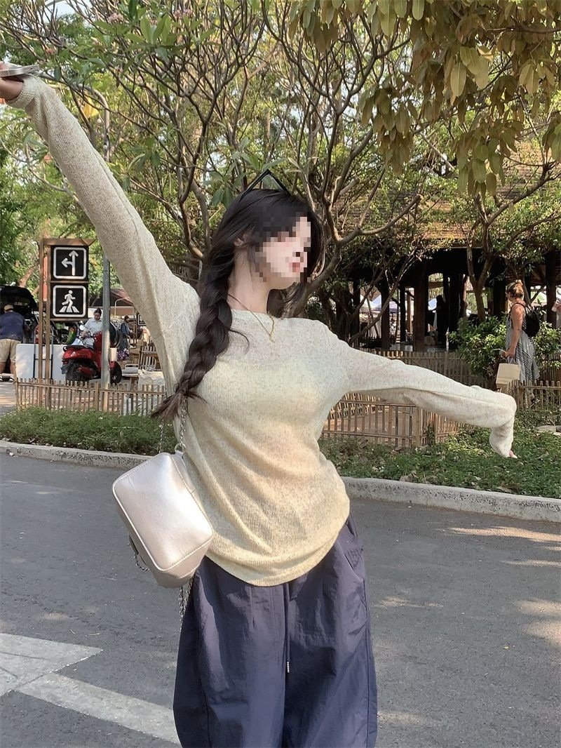 Vapetix S-XL American-style semi-transparent sunscreen long-sleeve T-shirt for women, summer loose casual thin c – Bild 6