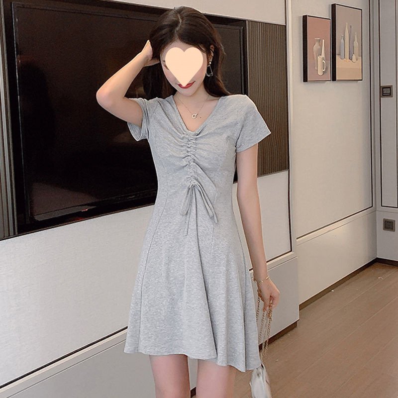 Vapetix S-XL Summer 2025 Hong Kong-style hidden design mini dress for petite women, featuring a chic, slimming, – Bild 8