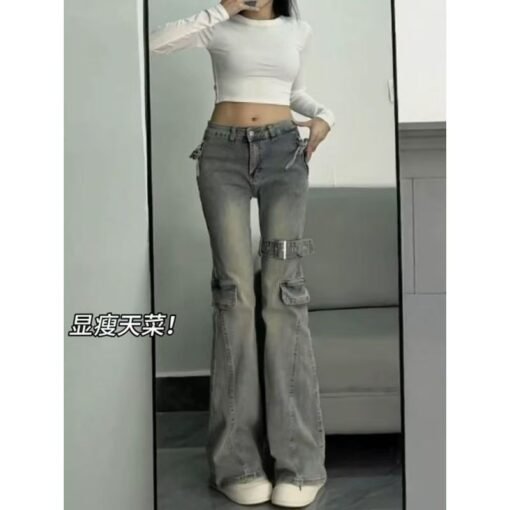 Vapetix XS-2XL  Vintage American-style wide-leg jeans for women, suitable for spring and autumn, niche low-rise str – Bild 6