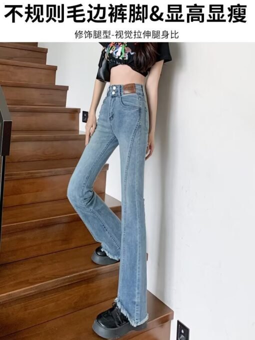 Vapetix XS-3XL  Women's Distressed Jeans with Flared Hem, Bell-bottoms, Slimming Elastic Long Vintage Hong Kong Sty – Bild 5