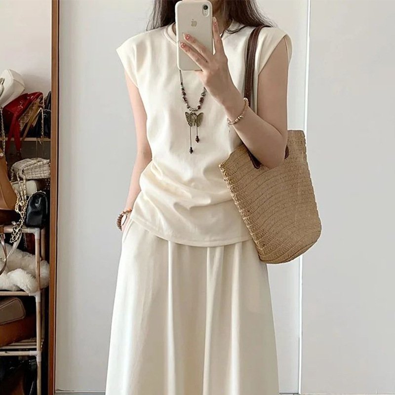 Vapetix S-XL Women's Summer Casual Backless Top Set with Medium-Length High-Waisted Skirt Elegant Two-Piece Set – Bild 5