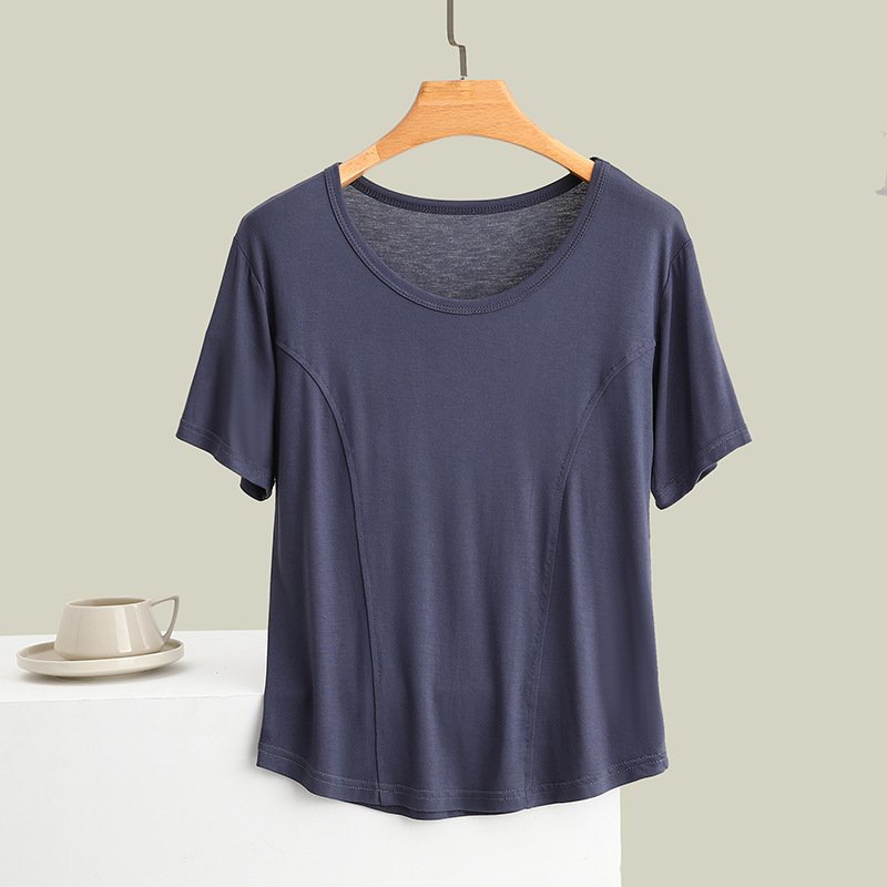 Vapetix M90-105 pounds-2XL 135-145 lbs Modal Spliced Crew-Neck Short-Sleeve T-Shirt, Plus Size, Slimming Inner Layer Base Top for Summer, – Bild 4