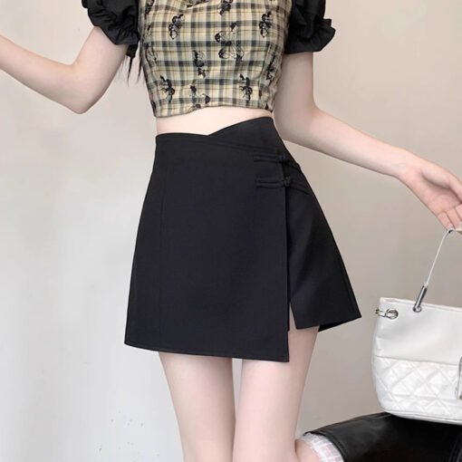 Vapetix XS-4XL  New Chinese Style National Wind Irregular Suit Pants Skirt 2024 Summer Fat mm High-Waist Short Shor – Bild 5